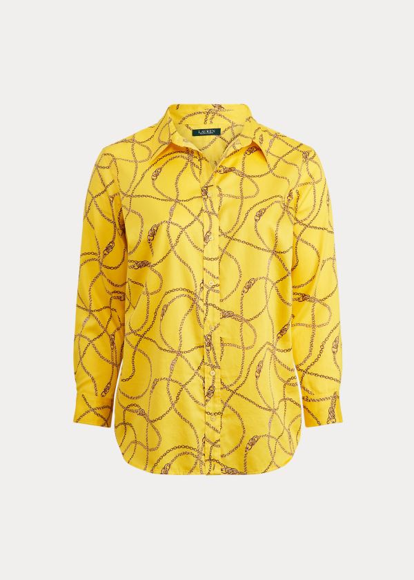 Women's Ralph Lauren Print Cotton-Sateen Shirts | 683120JAM